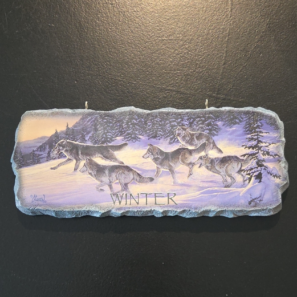 The Bradford Exchange Winter Wolves Wall Plaque - Blue and White